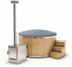 Houtgestookte Hottub Met Filteraansluiting - 4-6 Personen - Grijs -Bestway Verkoop cover grijs 1