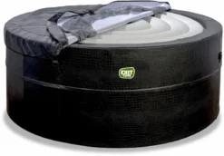 EXIT TOYS EXIT Leather Premium Opbouw Spa - 4-6 Persoons -Bestway Verkoop exit leather premium 6 opblaasbare spa cover half open